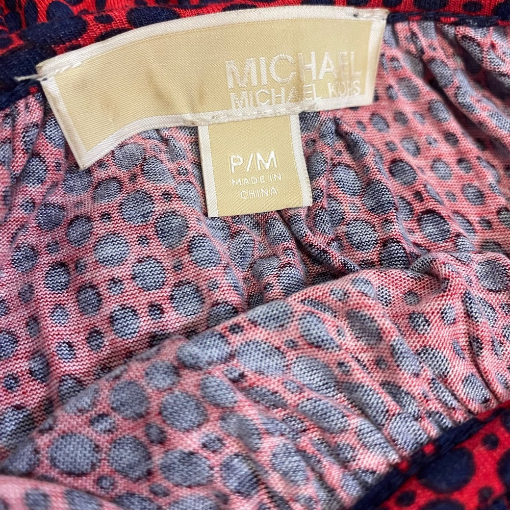 MICHAEL Michael Kors Women's Red with Navy Dot Print 3/4 Sleeve Top Size PM - Picture 14 of 16